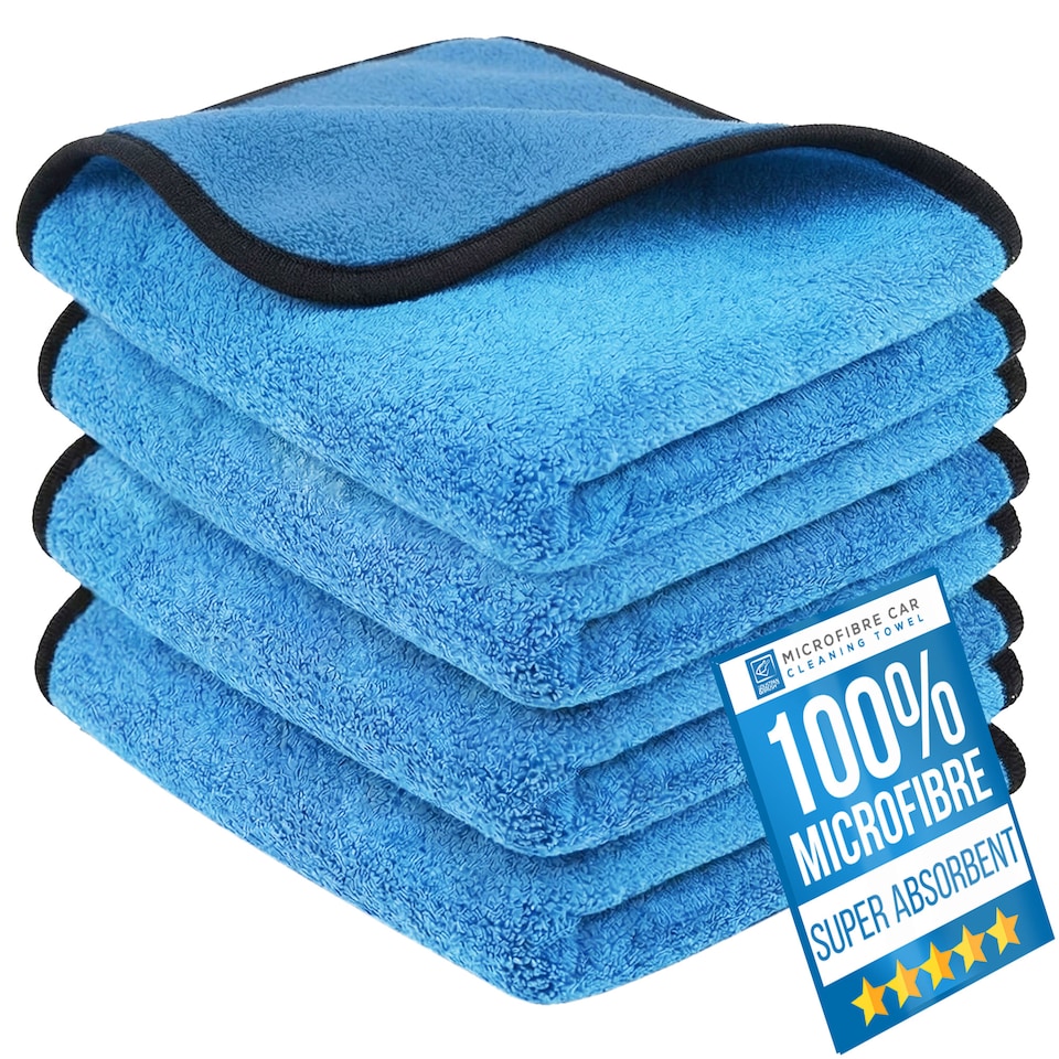 image 1 of Microfibre Car Drying Towel Super Absorbent 40cm x 40cm Perfect for Polishing & Drying - Pack of 4