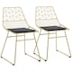 image 1 of HOMCOM Dining Chairs Set of 2, Metal Wire Kitchen Chairs with Back, Gold Tone