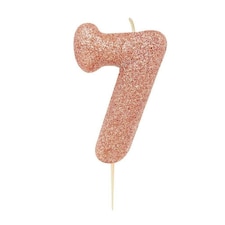 Anniversary House Metallic Glitter 7th Birthday Pick Candle - Rose Gold - One Size