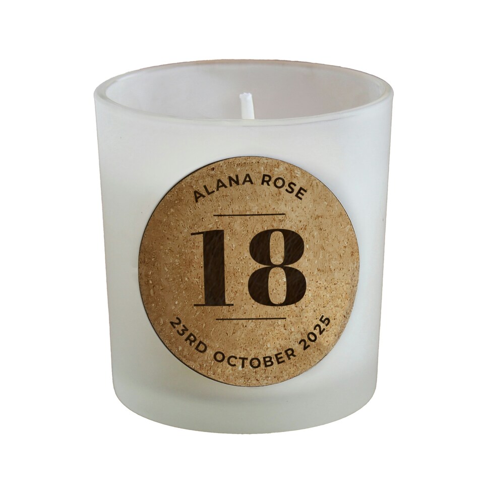 image 1 of Personalised Birthday Cork Label Candle Jar Clear