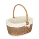 image 1 of Small Oval Unpeeled Willow Shopping Basket With White Lining | White | White
