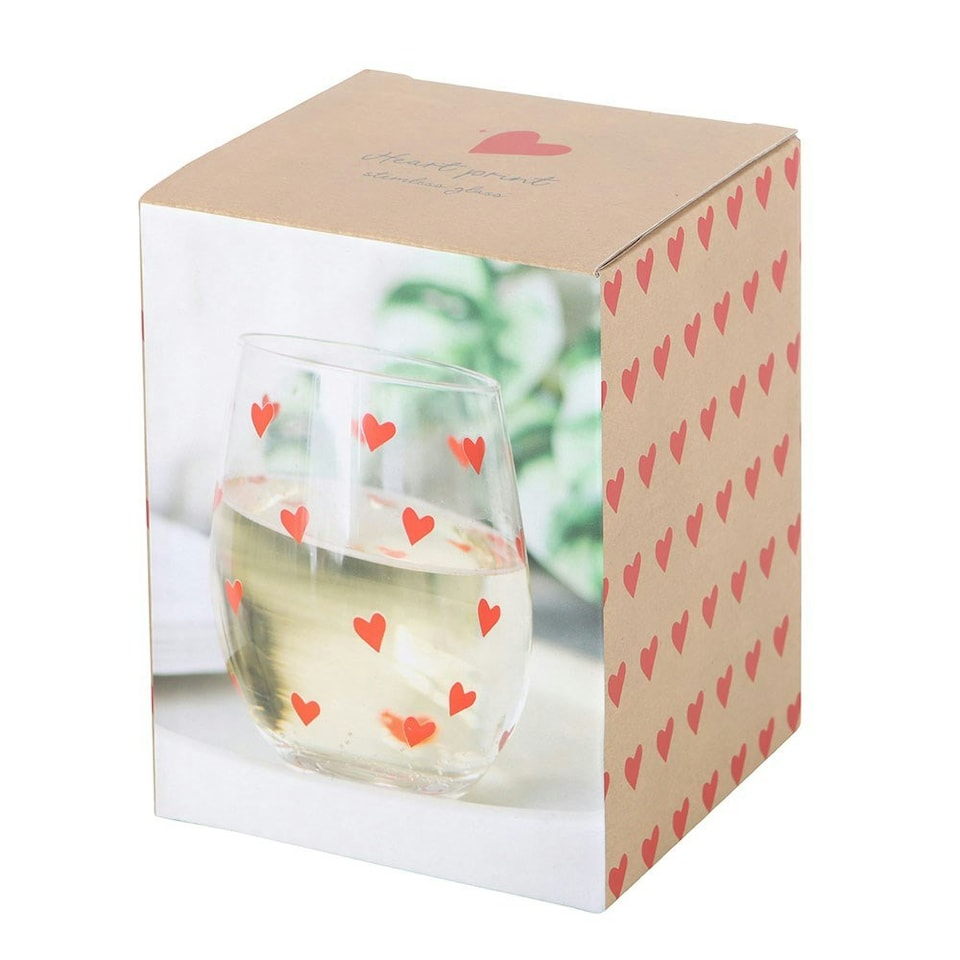 image 1 of Heart Print Stemless Glass