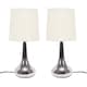 image 1 of ValueLights Teardrop Pair Chrome Touch Table Lamp Cream Shade & Bulb | Cream