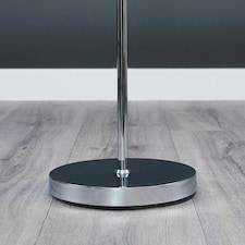 ValueLights Charlie Chrome Floor Lamp Black Doretta Shade & Bulb 