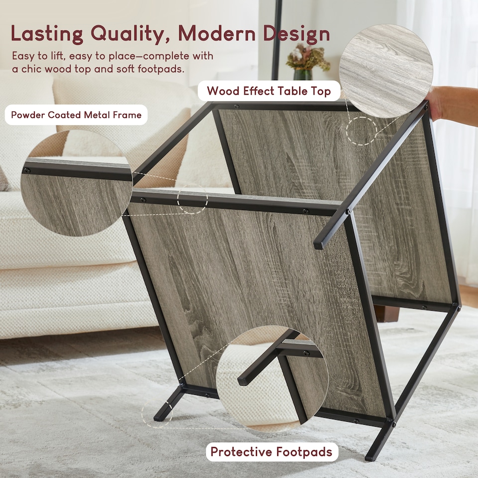 image 1 of Vida Designs Brooklyn End Table Industrial Sofa Side Bedside Table, Grey