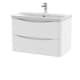 image 1 of Balterley Arch Modern Bathroom Wall Hung 2 Drawer Vanity Unit & Ceramic Basin | White | Satin White