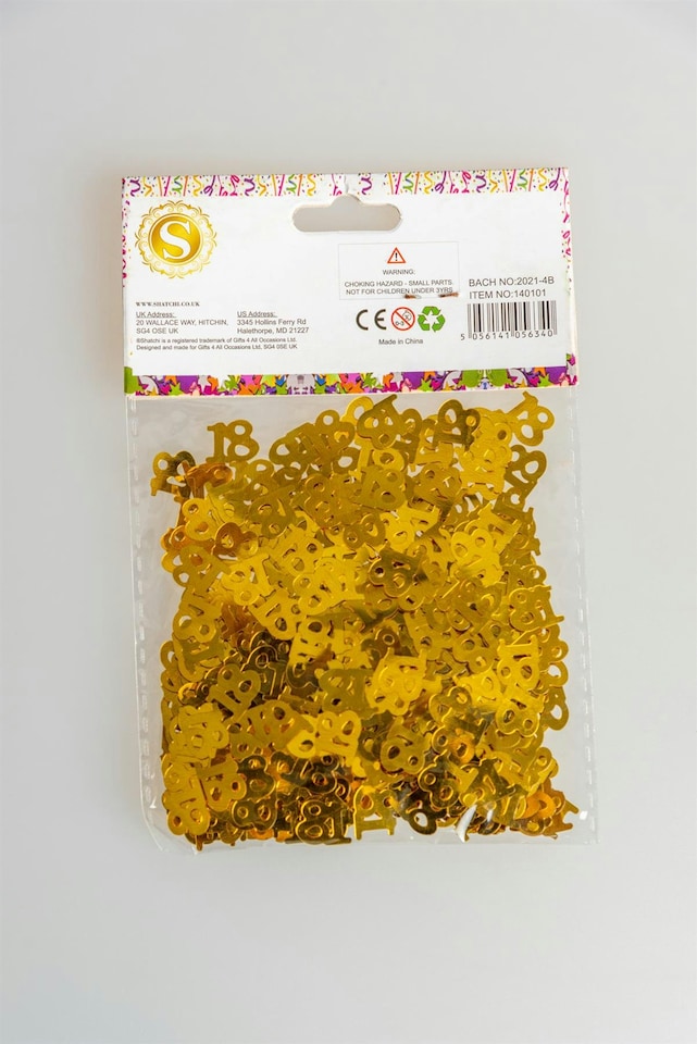 image 1 of 18th Birthday Confetti Gold 2 pack x 14 grams birthday decoration Foil Metallic 2 pack