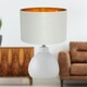 image 5 of First Choice Lighting Tuscan White Ceramic Lamp with Grey & Gold Shade White | Grey