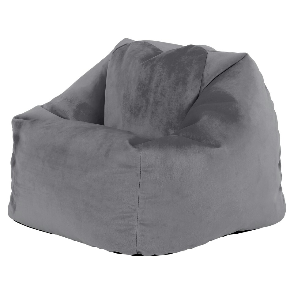 image 1 of icon Kids Aurora Velvet Bean Bag Chair Charcoal Grey Childrens Bean Bags Grey | Grey