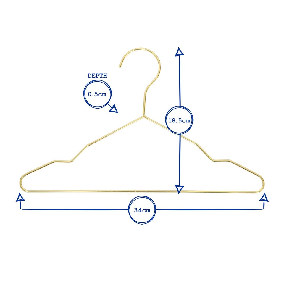 image 1 of Harbour Housewares Metal Children's Hangers - Gold - Pack of 10