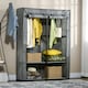 image 7 of HOMCOM Fabric Wardrobe w/ 4 Shelves 2 Hanging Rails Foldable Closets Light Grey