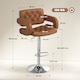image 5 of HOMCOM Swivel Bar Stool with Extra Large Seat, PU Leather Upholstered Adjustable Barstool with Back, Arm and Footrest, Breakfast Bar Chair for Bistro, Kitchen, Brown | Brown | Brown