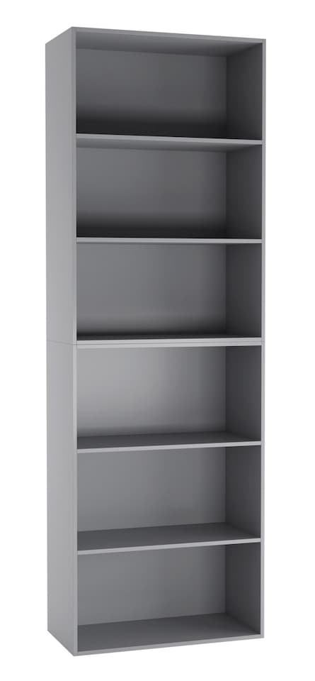 image 1 of Wide 6-Tier Bookcase | Grey | 1