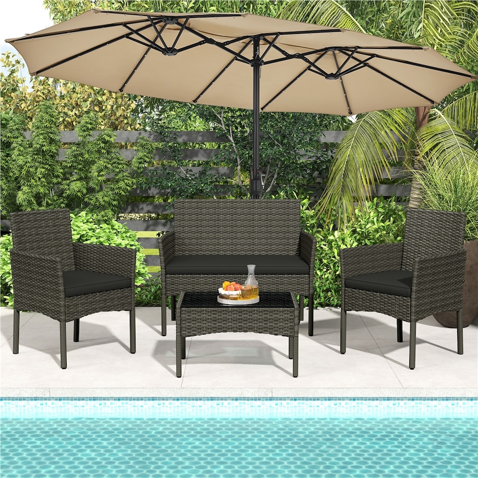 image 1 of Yaheetech 4-Piece Outdoor Reception Set-Grey | Grey | Grey