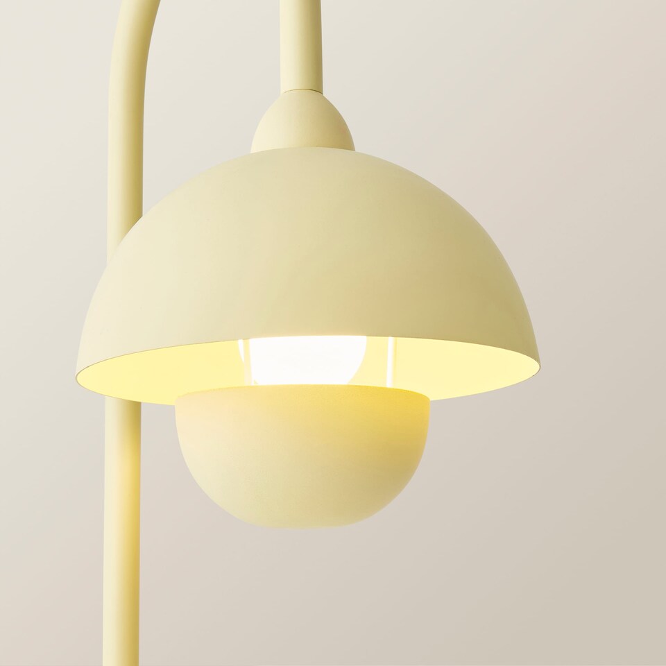 image 1 of ValueLights Tilly Pastel Yellow Arched Dome Shade Metal Floor Lamp | Yellow