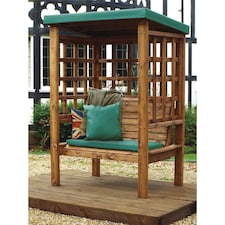 Traditional Ewolth Two Seater Arbour With 1 x Bench Cushion Green & 1 x Scatter Cushion Green