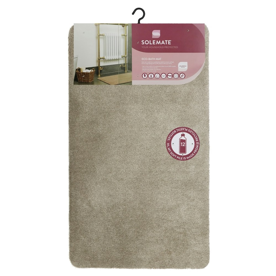 image 1 of JVL Solemate Machine Washable Bath Mat 60x100cm - Stone Brown