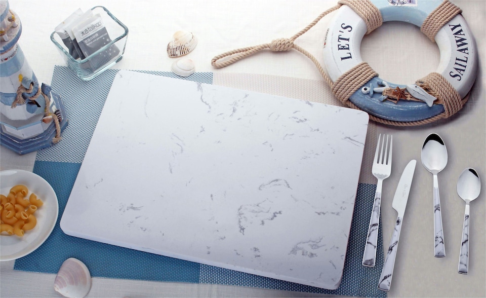 image 1 of Van Gogh Marble Worktop Saver Food Chopping Board Placemat 35x25cm 4pcs