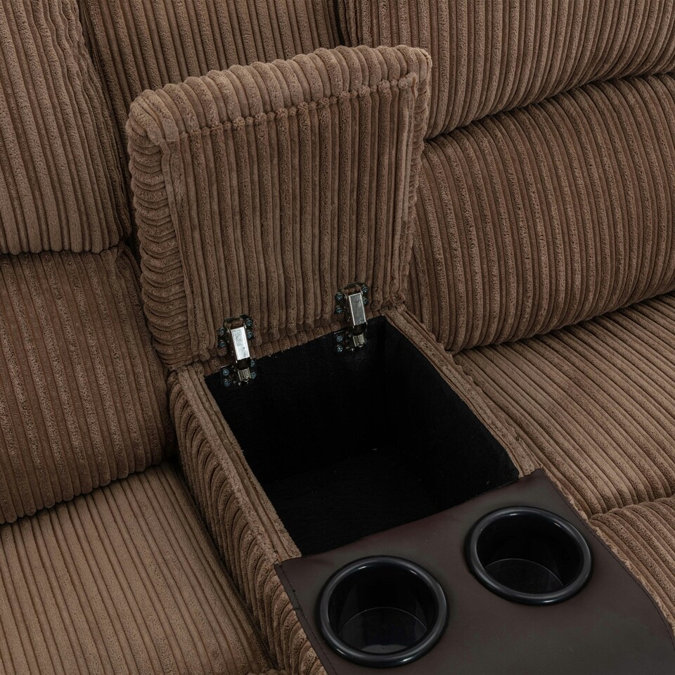 image 1 of Postana Dual Motor Rise Recliner 2 Seater Cord Drinks Console Sofa (Brown)