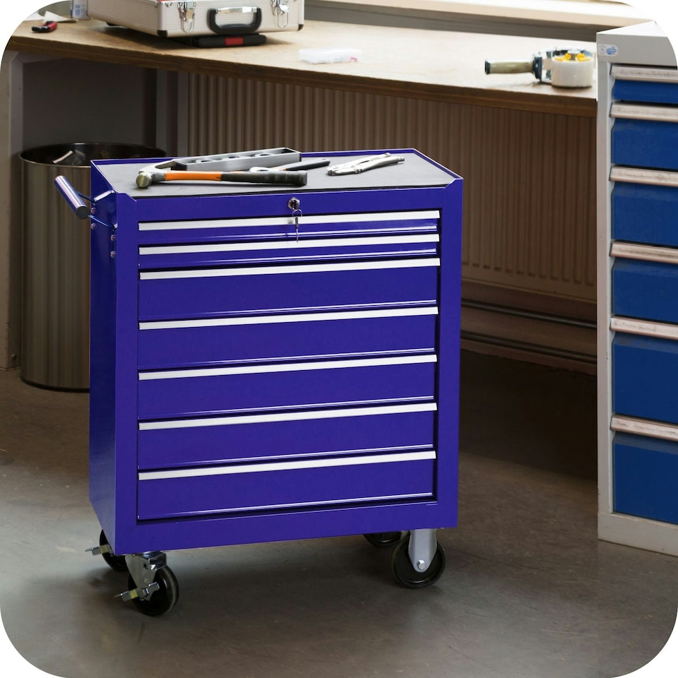 image 1 of Tool Chest - 7 drawers, 4 wheels, central locking Blue | Blue