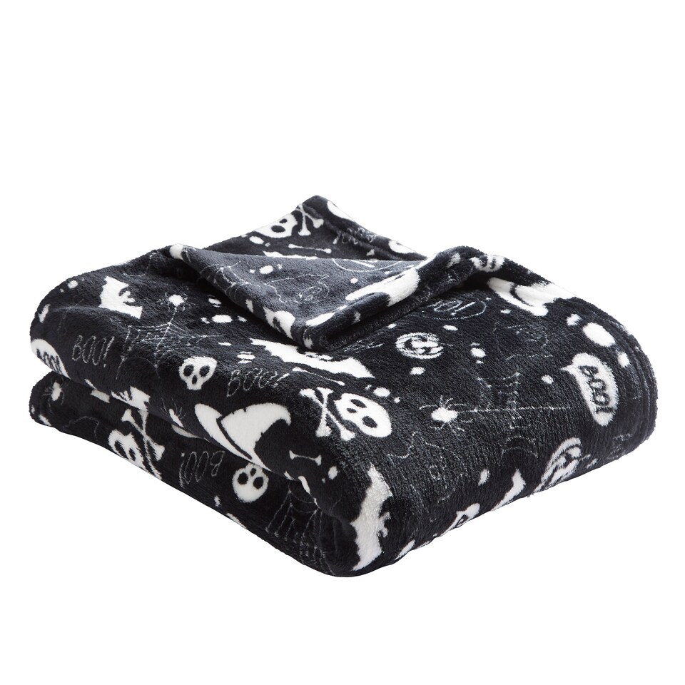 image 1 of Bedlam Boo Halloween Throw Black