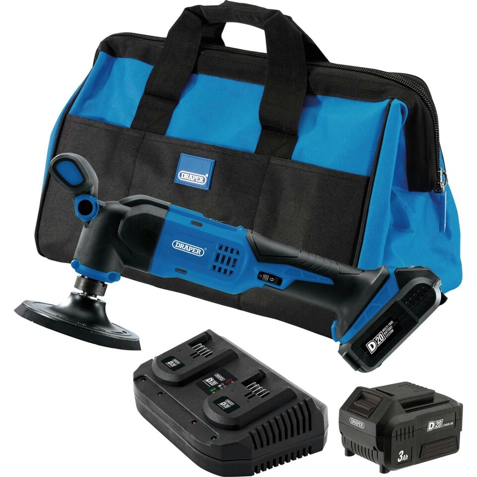 D20 20V Dual Action Polisher Kit, 125mm, 2 x 3.0Ah Batteries, 1 x Fast Charger (99735) One Size