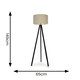 image 6 of ValueLights Barbro Black Tripod Floor Lamp Natural Shade Cream