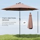 image 8 of Outsunny 2.7m Garden 24 LED Light Parasol Solar Outdoor Tilt Sun Umbrella Patio Club Party Event Manual Sun Shade w Hand Crank and 8 Ribs, Brown