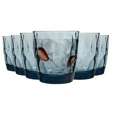 Bormioli Rocco Diamond Water Glasses - 300ml - Blue  - Pack of 6 Clear