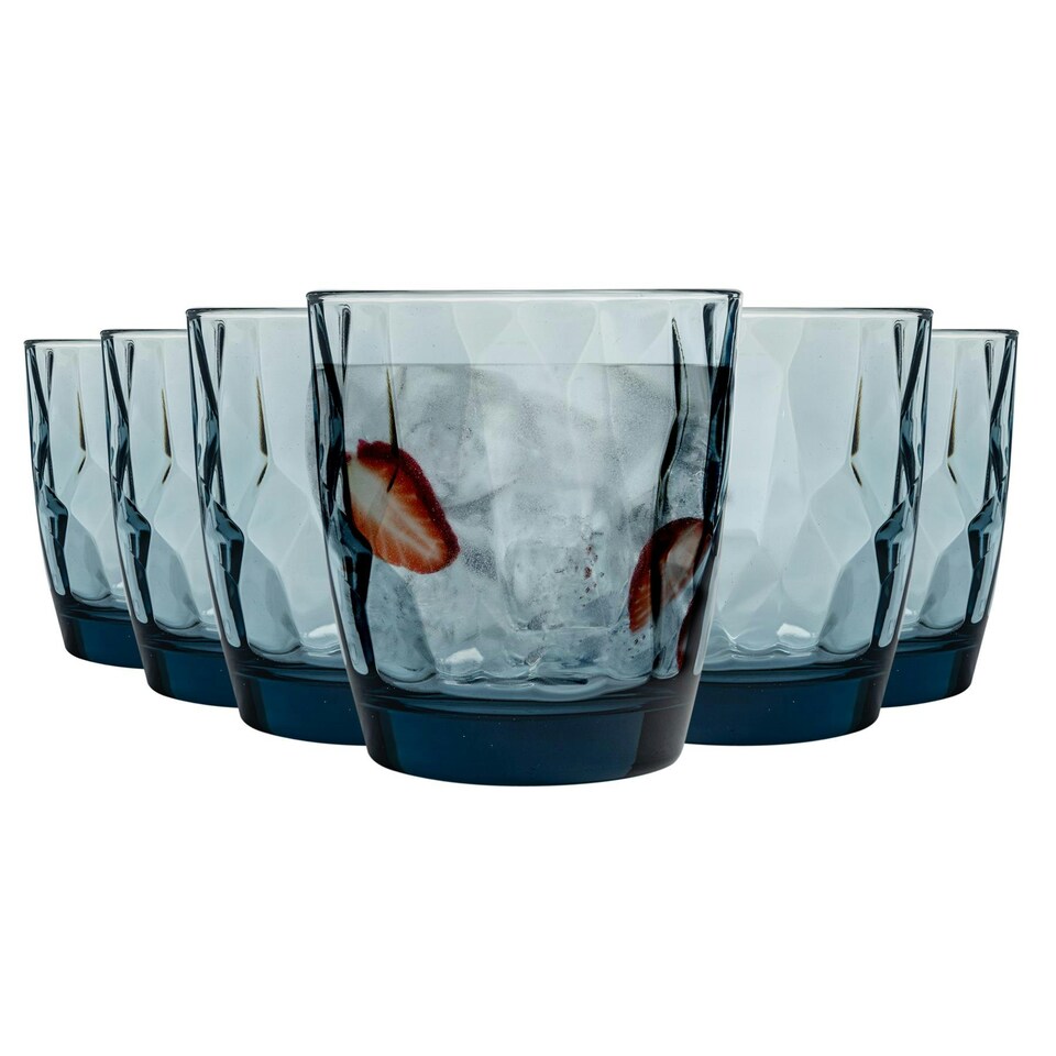 image 1 of Bormioli Rocco Diamond Water Glasses - 300ml - Blue - Pack of 6 Clear