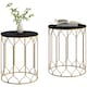 image 1 of Outsunny Round Coffee Table Set of 2, Modern Nesting Tables with Ceramic Tile Top, Small End Tables, Indoor Outdoor Side Table with Metal Frame for Living Room, Bedroom, Patio, Balcony, Black | Black | Black