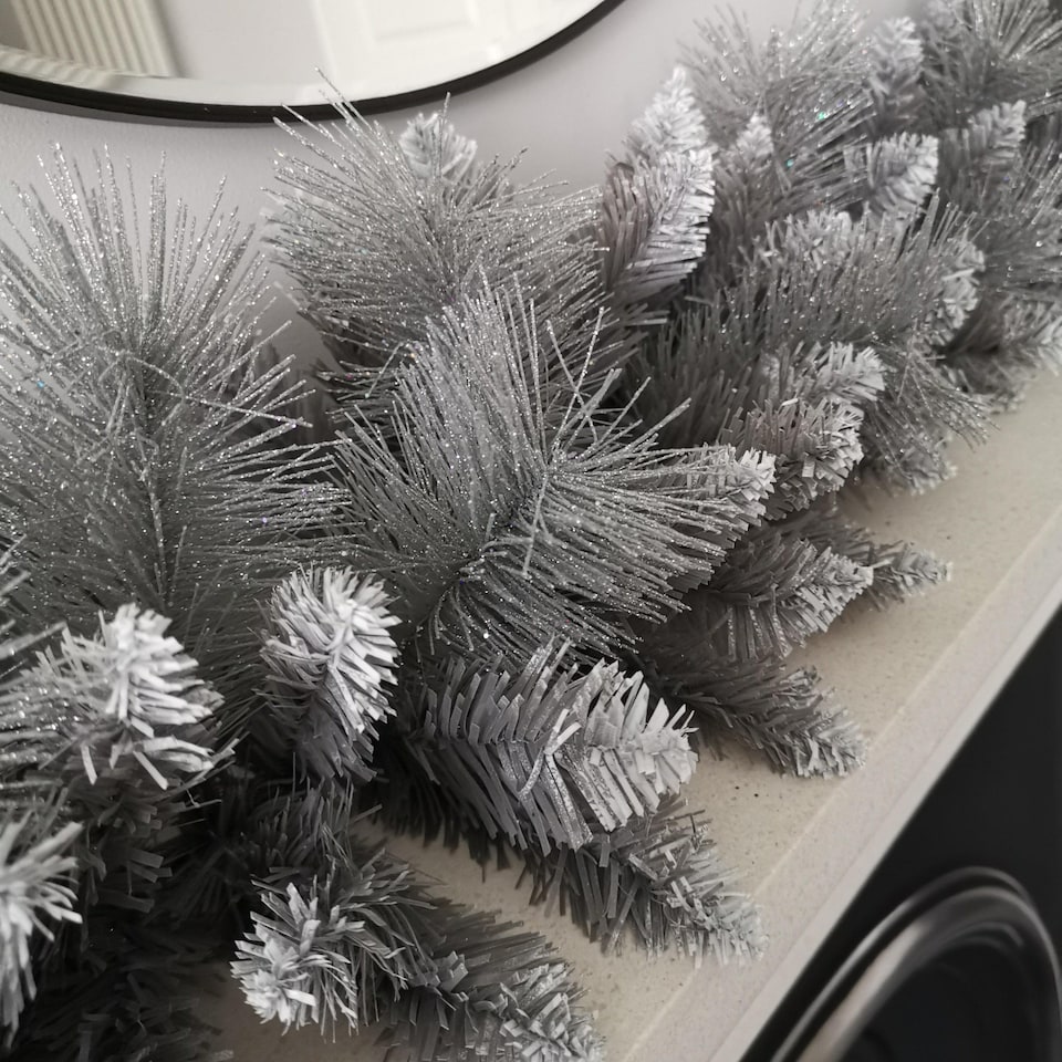 image 1 of Premier 6ft (1.8m) Christmas Silver Garland With Some Glitter Tips