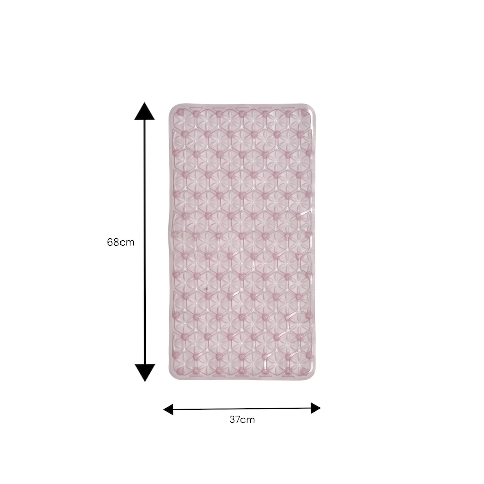 image 1 of Laguna Anti Slip Pink PVC Bath Mat 68cm x 37cm | Pink | Pink | 1