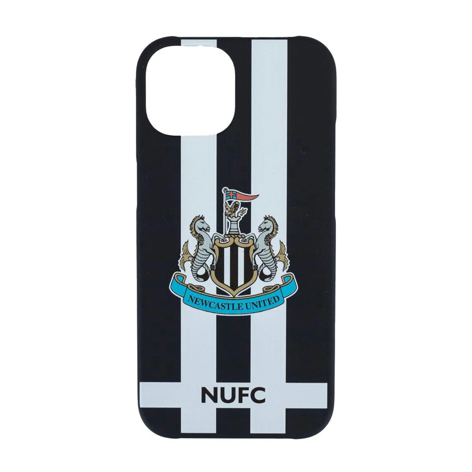 image 1 of Newcastle United FC iPhone 15 Compatible Striped Phone Case - Black/White - 14.5cm x 7cm