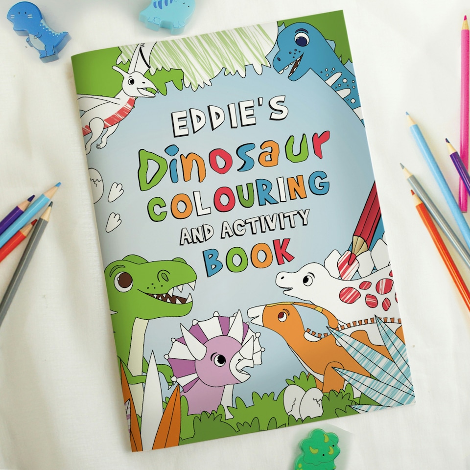 image 1 of Personalised Dinosaur Colouring Book Multi