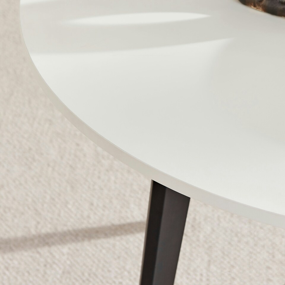 image 1 of Furniturebox Koko White Round Dining Table with Black Legs 100cm