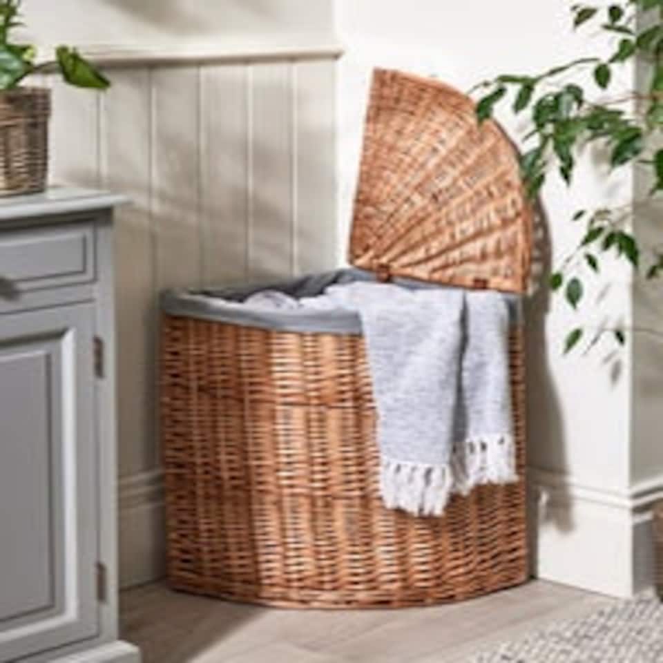image 1 of Corner Laundry Basket with Lining N/A