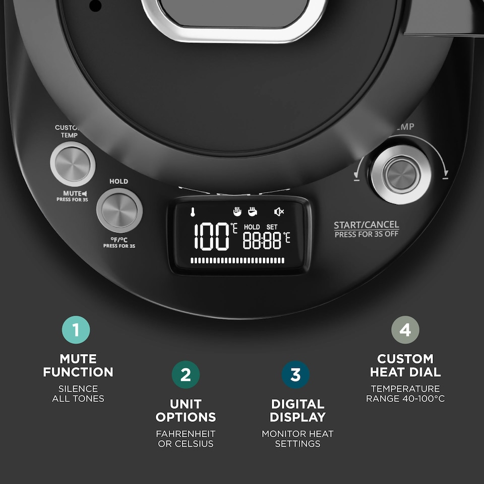 image 1 of DMD Electric Gooseneck Kettle Digital Display, 8mm Spout, 40-100°C Temp Control