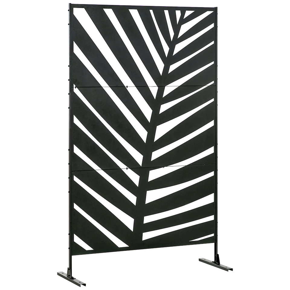image 1 of Outsunny 6.5FT Metal Outdoor Privacy Screen Panel with Stand, Banana Leaf Style