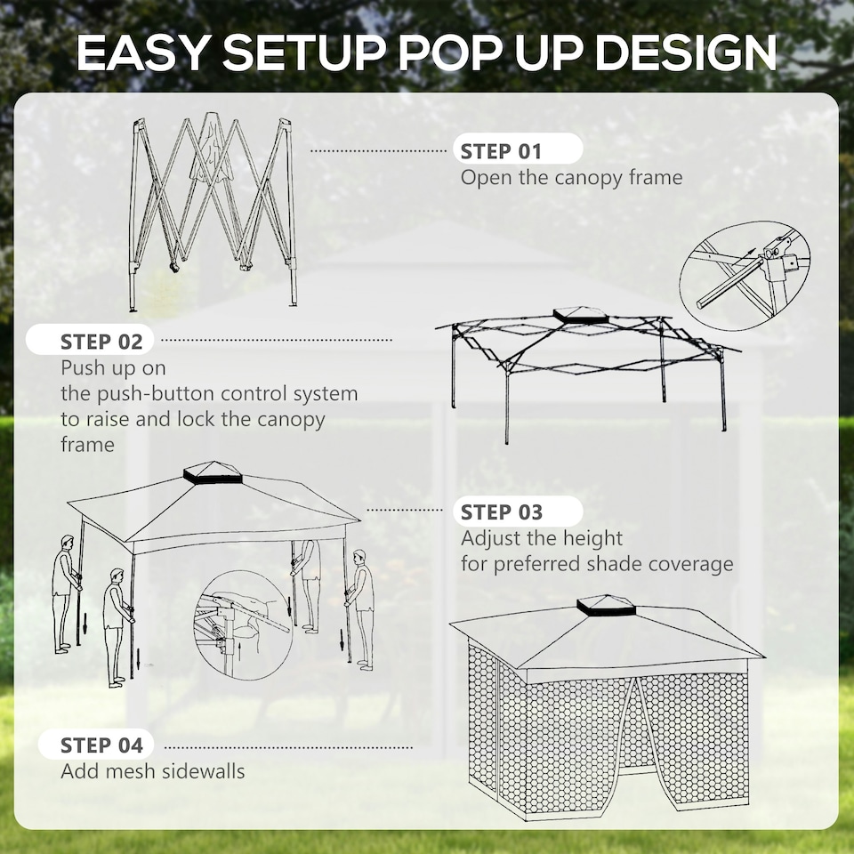 image 1 of Outsunny Garden Folding Tent Heavy Duty Pop Up Gazebo for Party Dark Grey