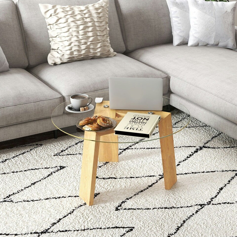 image 1 of COSTWAY Round Coffee Table Modern Table Sofa Center Table Black