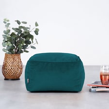 Amara Velvet Bean Bag Pouffe Teal Green | Green | Teal Green | 1