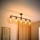 image 3 of ValueLights Luiggi 5 Way Black Ceiling Bar Diablo Gold Wire Shades and Bulbs
