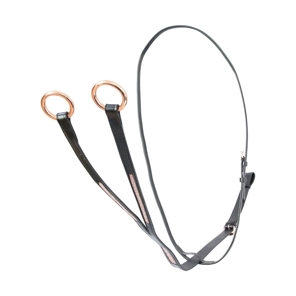 image 1 of Hy Rosciano Leather Horse Martingale - Black/Rose Gold - Full