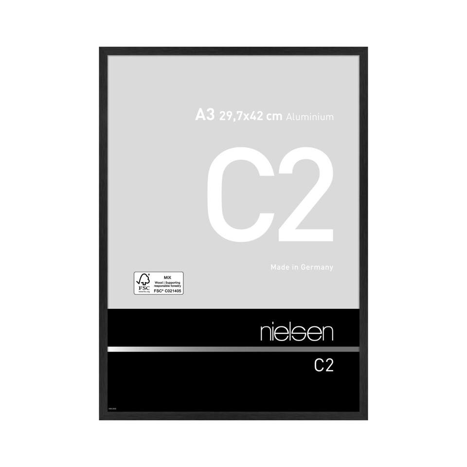 image 1 of Nielsen C2 Aluminium Picture Frame - Real Glass - Soft Black - A3 (29.7cm x 42cm)