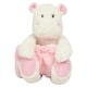 image 1 of Mumbles Hippo With Printed Fleece Blanket - White/Pink - One Size