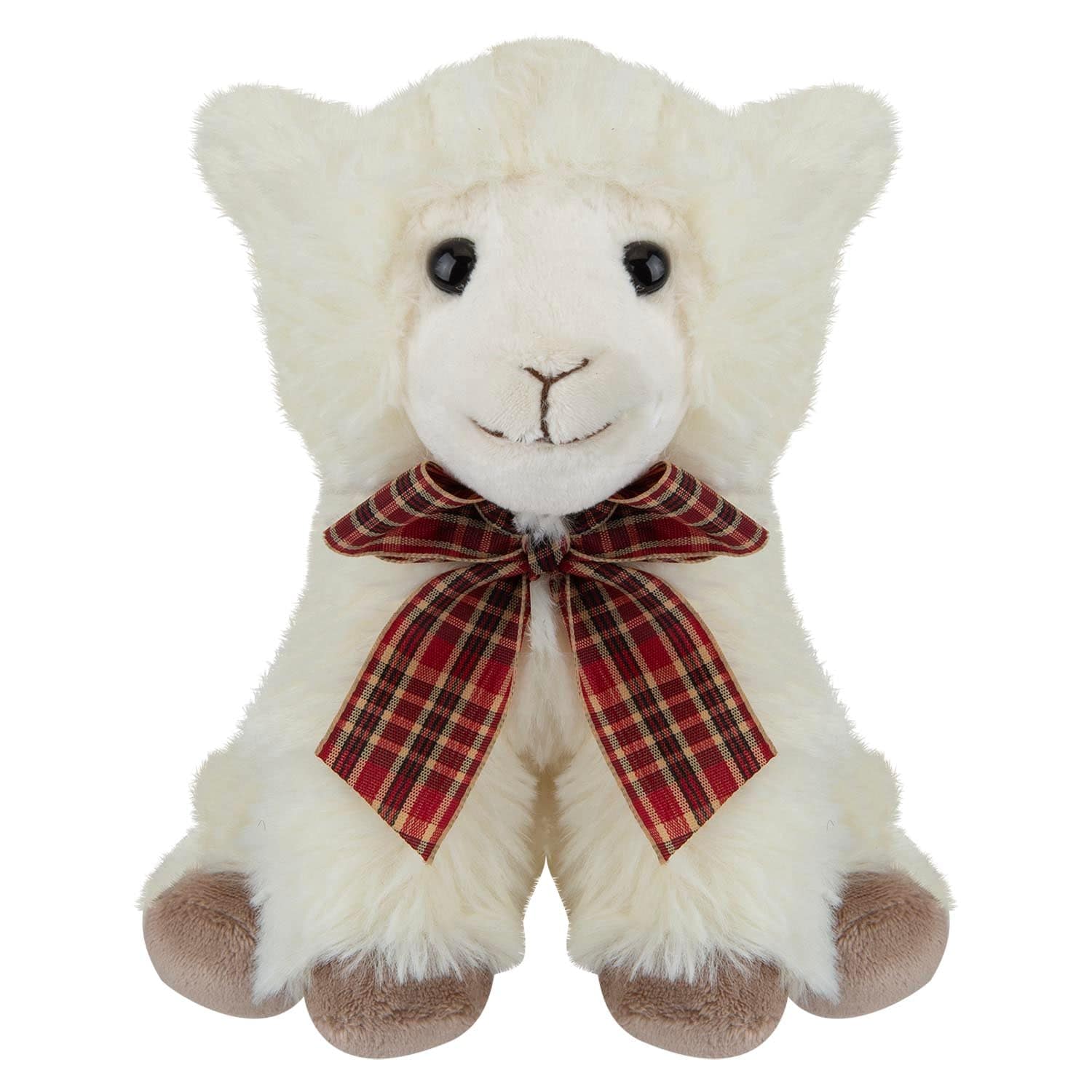 VFM e-Store Sitting Lamb Soft Toy With Tartan Bow Farm Multi - 23cm x 15cm | Size: 23 cm x 15 cm
