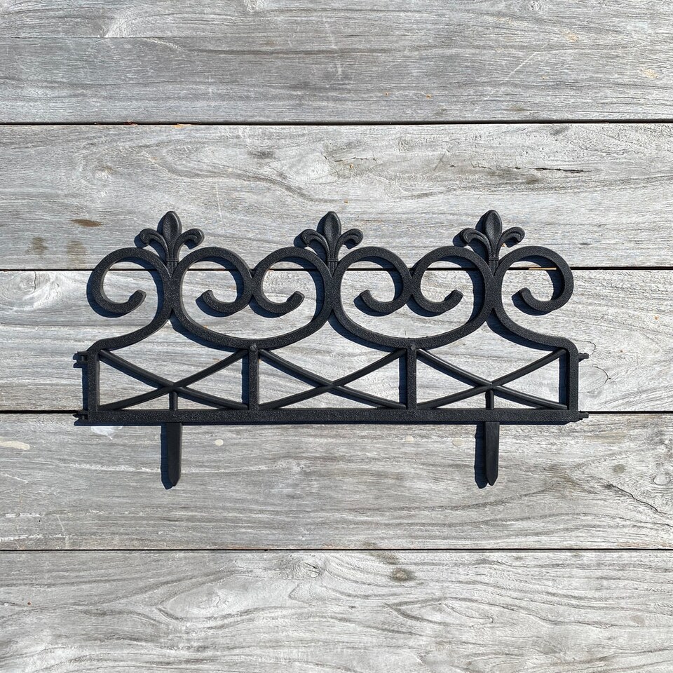 image 1 of Fleur de Lys Black Plastic Garden Lawn Edging (60cm x 32cm) - 20 Panels