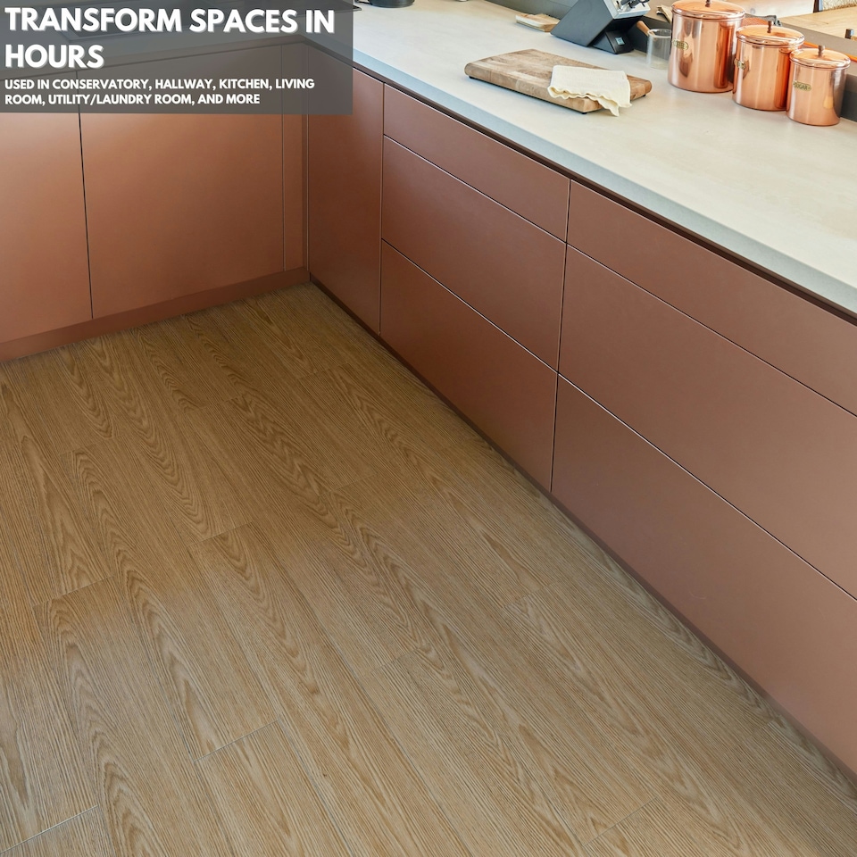 image 1 of NOVECRAFTO Self Adhesive Vinyl Floor Planks – Peel & Stick Flooring – Beige Grey Wood Effect – Easy DIY Installation – Durable & Waterproof Tiles | Brown | 2.78 sqm