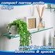 image 3 of Harbour Housewares Floating Glass Shelf - 60cm - Metallic Brackets - Bathroom Shower Storage Vanity Display Unit Shelf | Black | Black | 1